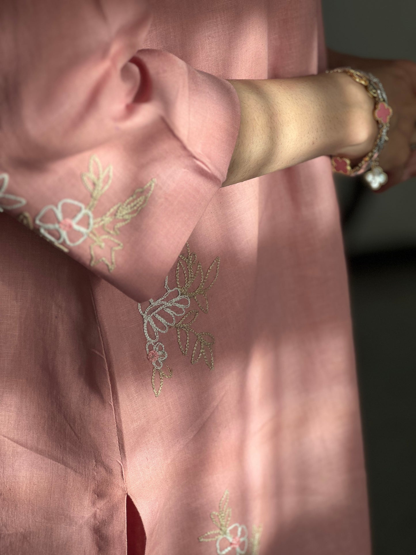 Pink Embroidered Set