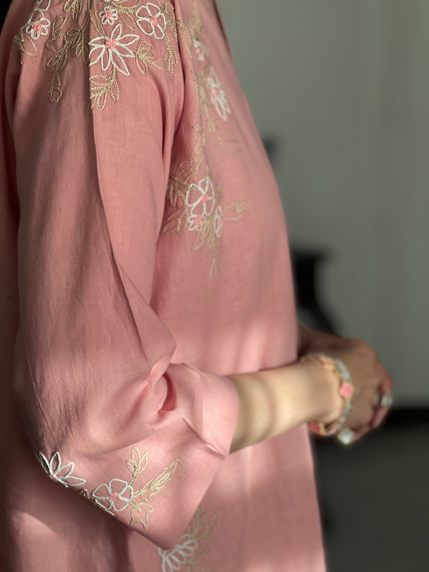 Pink Embroidered Set